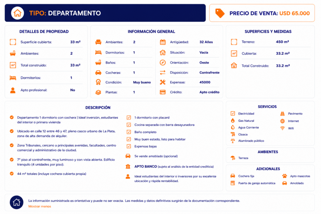 Departamento 1 dormitorio con cochera | MSB | La Plata | USD 65.000 detalle ficha5